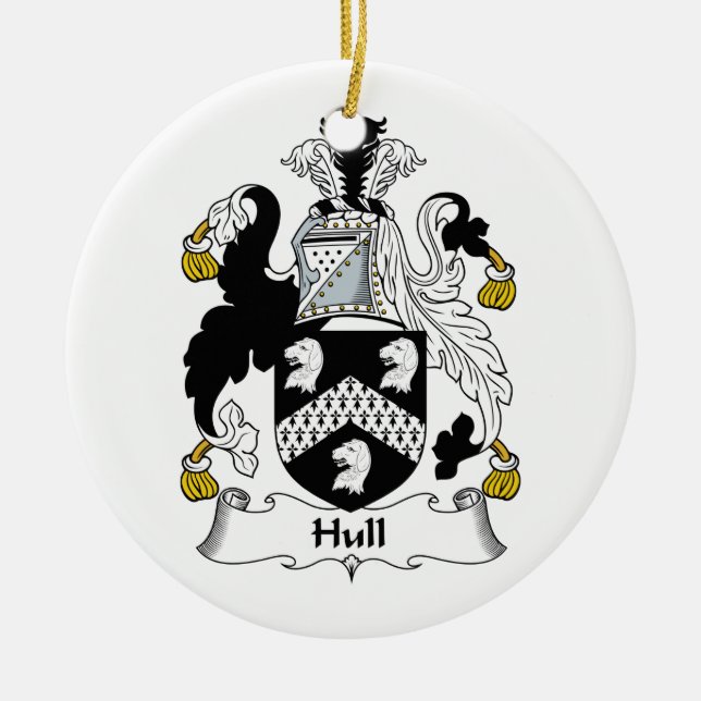 Hull Family Crest Ceramic Ornament (Front)