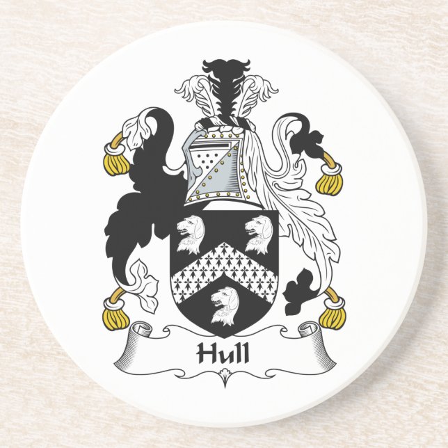 Hull Family Crest Sandstone Coaster (Front)