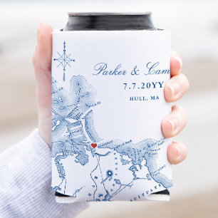 Hull Massachusetts Wedding Favor Drink Can Cooler