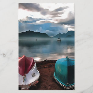 Hulls of Boats And Marmaris Winter Seascape Stationery