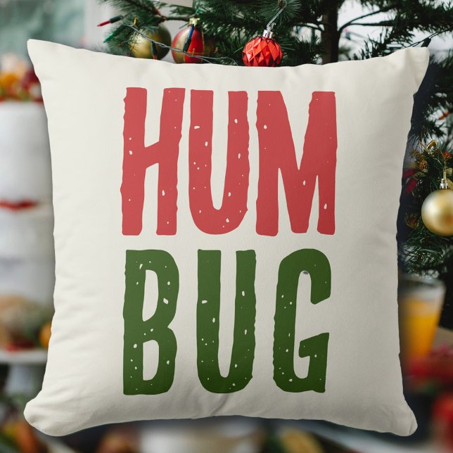 Hum Bug Funny Christmas Throw Pillow (Creator Uploaded)