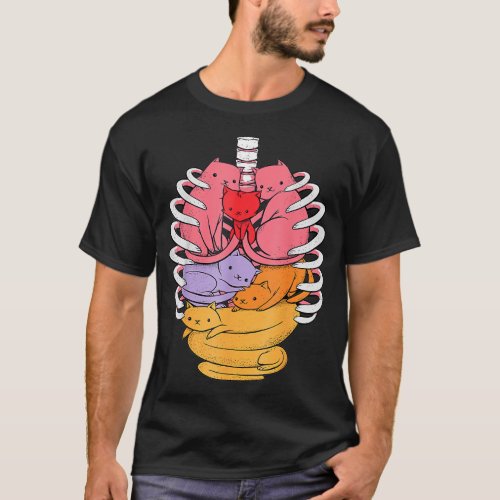 Human Anatomy Inspired Cat Organs Related Rib Cage T_Shirt