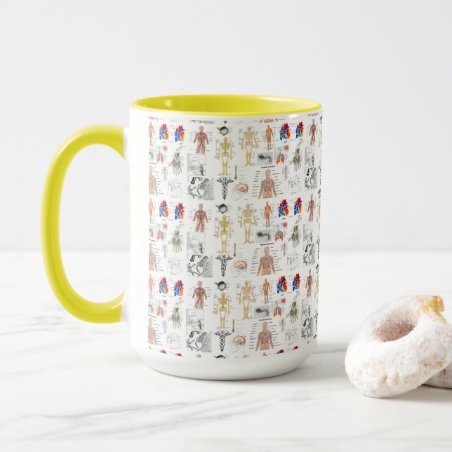 Human Anatomy Medical Charts Mug (With Donut)