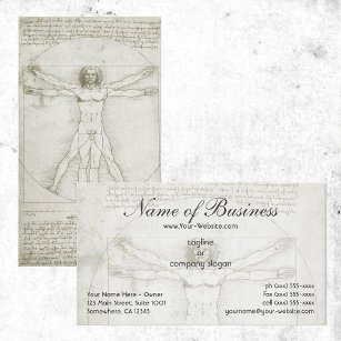 Human Anatomy, Vitruvian Man by Leonardo da Vinci Business Card