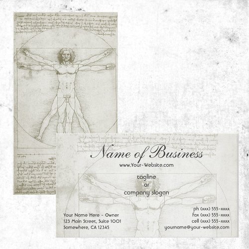 Human Anatomy Vitruvian Man by Leonardo da Vinci Business Card
