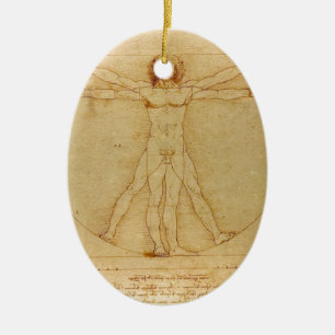 Human Anatomy, Vitruvian Man by Leonardo da Vinci Ceramic Ornament