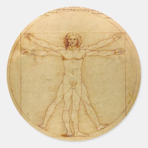 Human Anatomy Vitruvian Man by Leonardo da Vinci Classic Round Sticker
