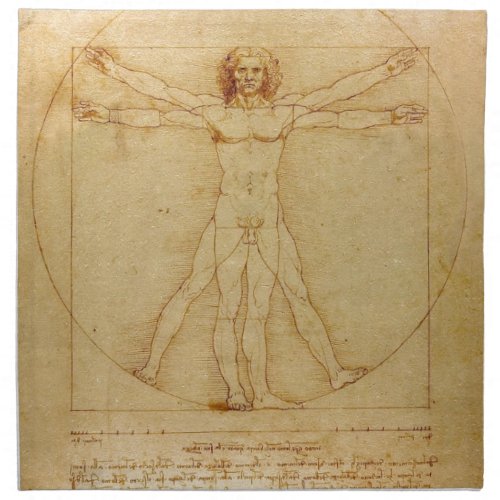 Human Anatomy Vitruvian Man by Leonardo da Vinci Cloth Napkin