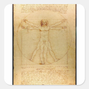Human Anatomy, Vitruvian Man by Leonardo da Vinci Square Sticker