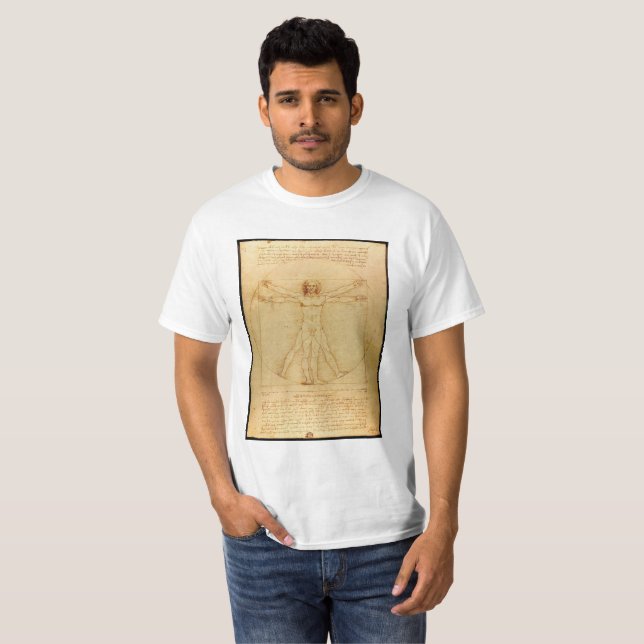 Human Anatomy, Vitruvian Man by Leonardo da Vinci T-Shirt (Front Full)