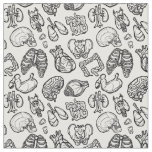Human Anatomy Weird Science Bio Skull Halloween Fabric