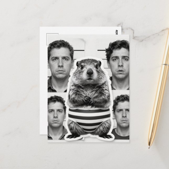 Human and Wildlife Criminals Groundhog Postcard (Front/Back In Situ)