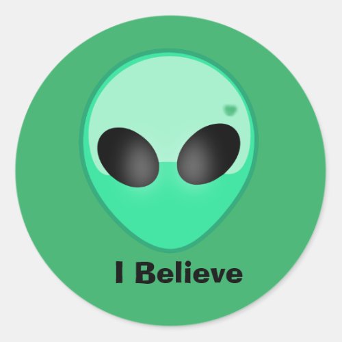 Human are fake alien head    classic round sticker
