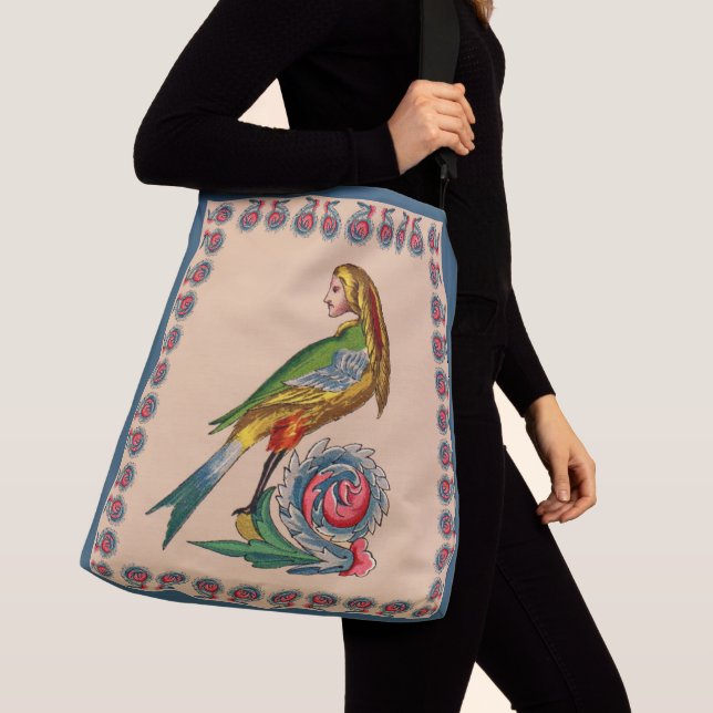 human bird print crossbody bag (Close Up)