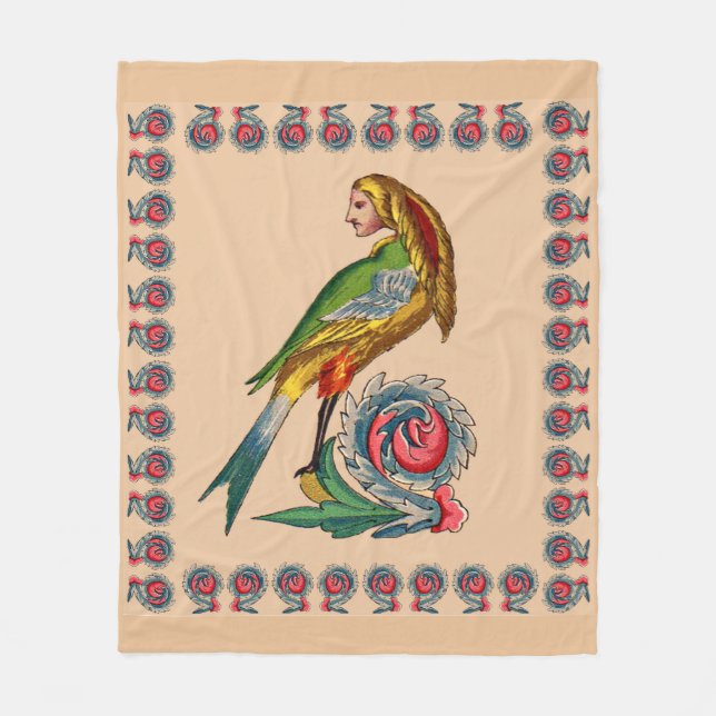 human bird print fleece blanket (Front)