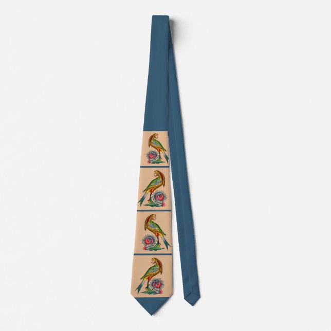 human bird print neck tie (Front)