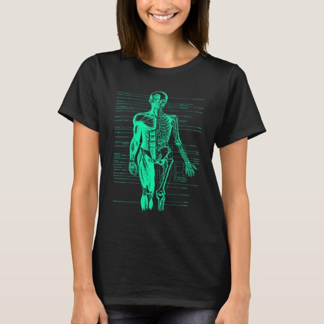 Human Body Anatomy Doctor Nurse Teal Turquoise T-Shirt (Front)