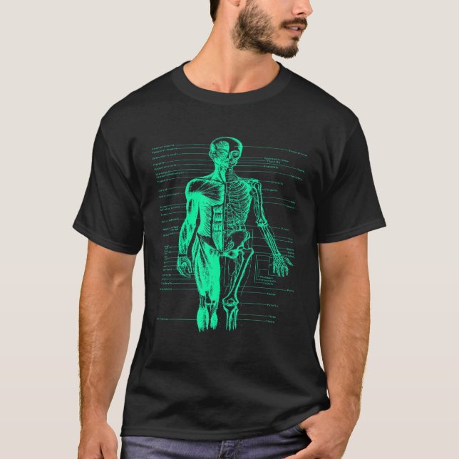 Human Body Anatomy Doctor Nurse Teal Turquoise T-Shirt (Front)
