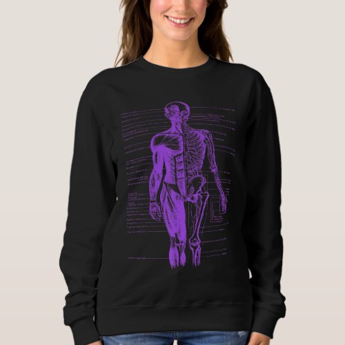 Human Body Muscle Anatomy Doctor Nurse Purple Sweatshirt