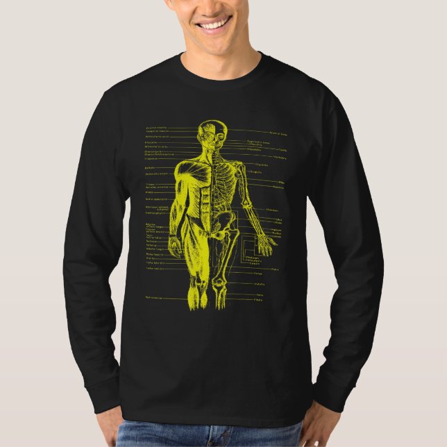 Human Body Muscle Anatomy Doctor Nurse Yellow T-Shirt (Front)