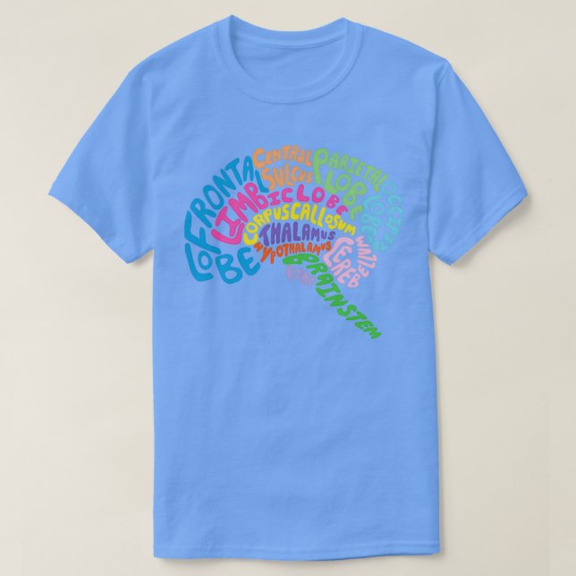 Human Brain Anatomy using Typography T-Shirt (Design Front)