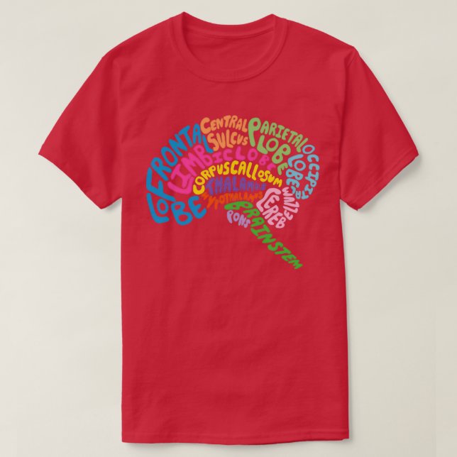 Human Brain Anatomy using Typography  T-Shirt (Design Front)