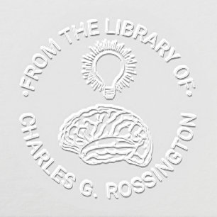 Human Brain Bright Idea Round Library Book Name Embosser