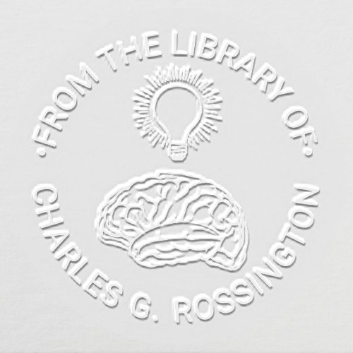 Human Brain Bright Idea Round Library Book Name Embosser