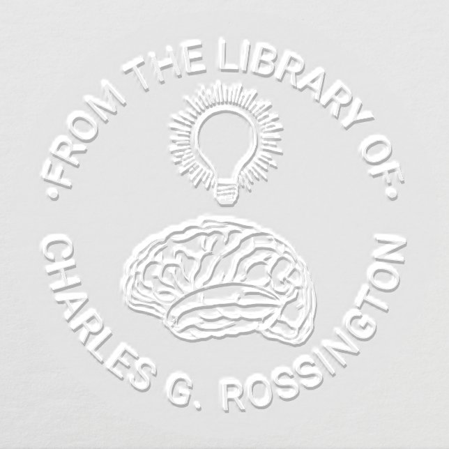 Human Brain Bright Idea Round Library Book Name Embosser (Design)