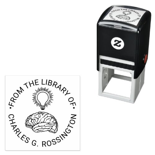 Human Brain Bright Idea Round Library Book Name Self_inking Stamp