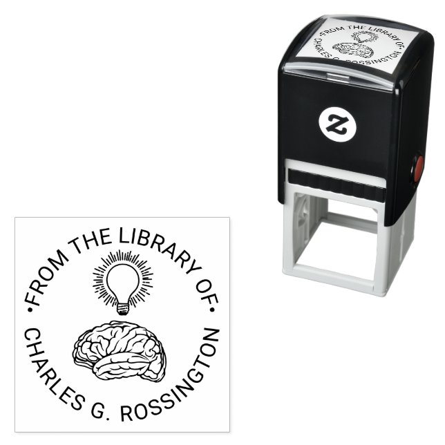 Human Brain Bright Idea Round Library Book Name Self-inking Stamp (In Situ)