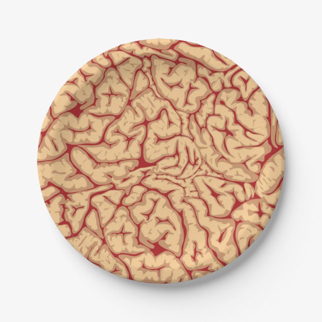 Human Brain | Creepy Brains Galore Funny Halloween Paper Plates (Front)