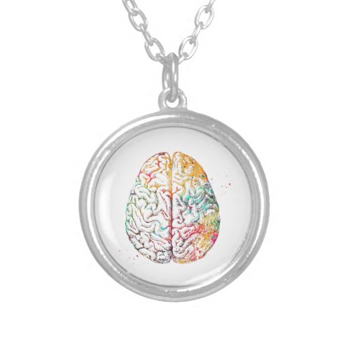 Human Brain Silver Plated Necklace