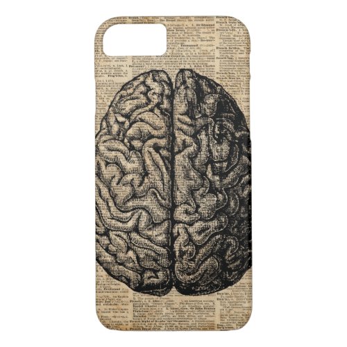 Human Brain Vintage Illustration Dictionary Art iPhone 87 Case