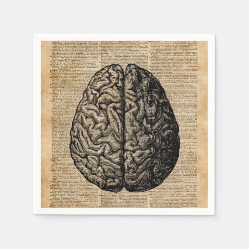 Human Brain Vintage Illustration Dictionary Art Napkins