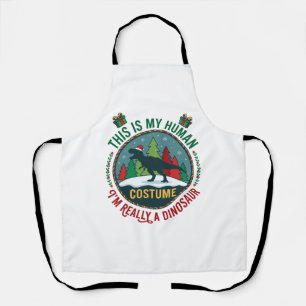 Human Costume Dinosaur Christmas Santa Hat Pine Tr Apron