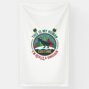 Human Costume Dinosaur Christmas Santa Hat Pine Tr Banner
