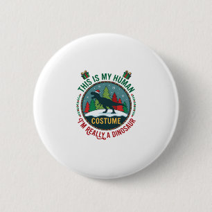 Human Costume Dinosaur Christmas Santa Hat Pine Tr Button