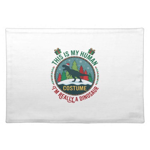 Human Costume Dinosaur Christmas Santa Hat Pine Tr Cloth Placemat