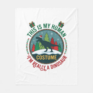 Human Costume Dinosaur Christmas Santa Hat Pine Tr Fleece Blanket