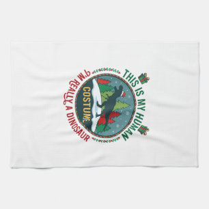 Human Costume Dinosaur Christmas Santa Hat Pine Tr Kitchen Towel