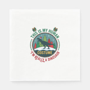 Human Costume Dinosaur Christmas Santa Hat Pine Tr Napkins