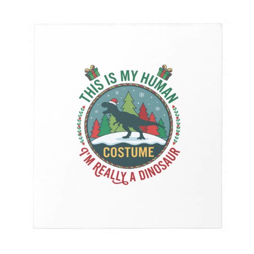 Human Costume Dinosaur Christmas Santa Hat Pine Tr Notepad
