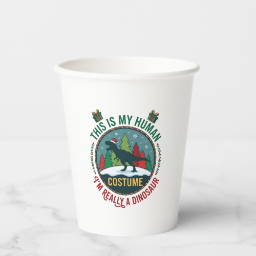 Human Costume Dinosaur Christmas Santa Hat Pine Tr Paper Cups
