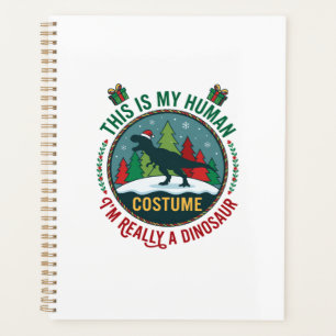 Human Costume Dinosaur Christmas Santa Hat Pine Tr Planner