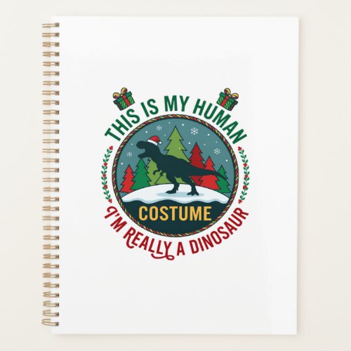 Human Costume Dinosaur Christmas Santa Hat Pine Tr Planner