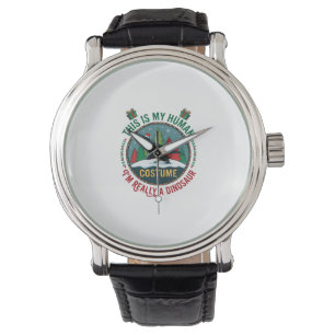 Human Costume Dinosaur Christmas Santa Hat Pine Tr Watch