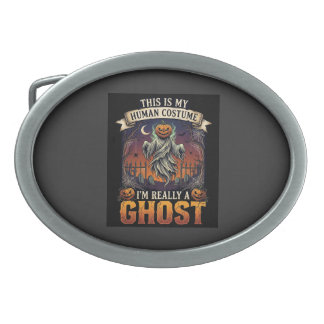 Human Costume Ghost Pumpkin Head Graveyard Spider Belt Buckle