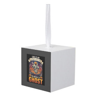 Human Costume Ghost Pumpkin Head Graveyard Spider Cube Ornament