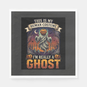 Human Costume Ghost Pumpkin Head Graveyard Spider Napkins